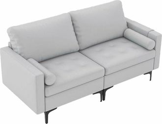 Costway Costway - Sof&aacute; Modular De Esquina En Forma De L, Extra Grande Con Usb, Patas De Metal S&oacute;lido, 2 Cojines Desmontables Incluidos, Sof&aacute; De Esquina De Tel