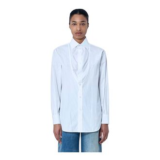 Maison Margiela Shirts, female, White, Size: 2XS Folded V-Neck Collar Shirt