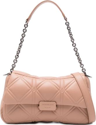 Emporio Armani Gewatteerde Beige Tas met Kettingdetail - Dames - Schoudertassen - Roze - ONE Size - Tassen