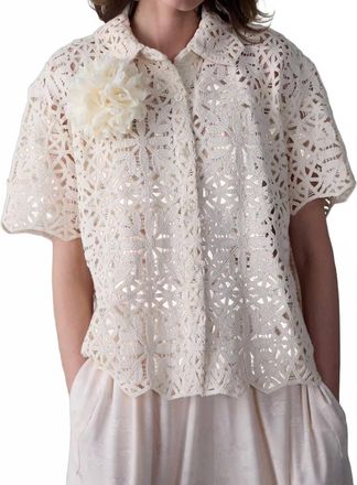 Caron Callahan April Button Down Shirt In Ivory Cotton Lace