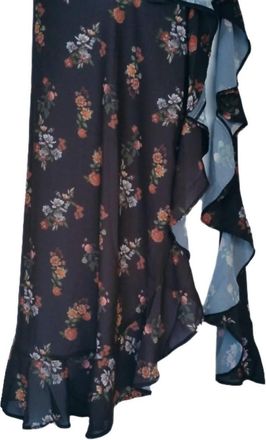 SOAH Womens Flora Asymmetrical Cover Up Skirt In Midnight Rose