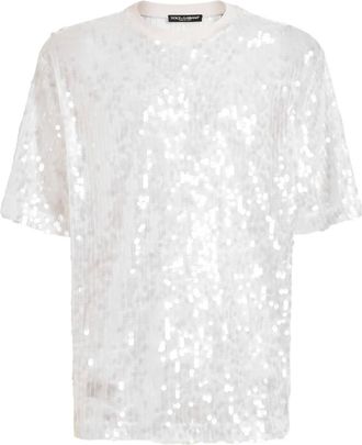 Dolce & Gabbana T-shirt con paillettes - Bianco