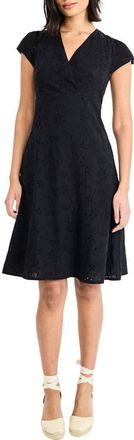 Maggy London Cap Sleeve Eyelet Minidress in Black at Nordstrom Rack, Size 18 (Similar To 16W)