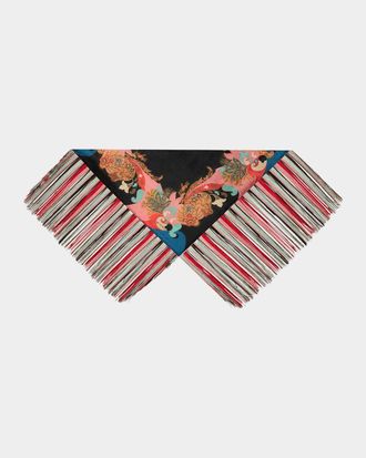 Etro Silk Fringe-Trim Foulard