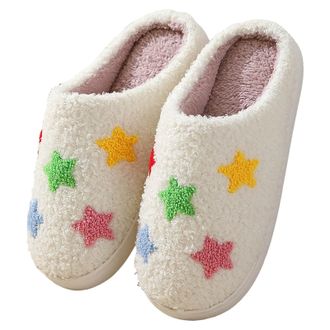 Generic Slippers for Women Fuzzy House Slip On Indoor Outdoor Bedroom Fleece Lined Cozy Slipper Winter Warm Soft Plush Cute Non-Slip Holiday Slippers Ladies C