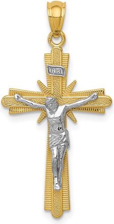 Diamond2Deal 14k Two-tone Gold Gold Polished Crucifix Pendant