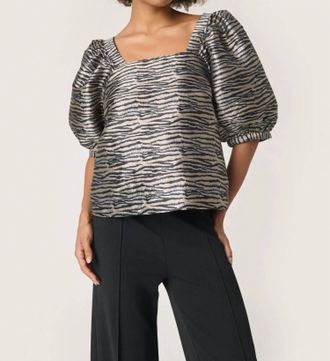 Soaked In Luxury Elowen Sonnia Square Neck Blouse In Silver