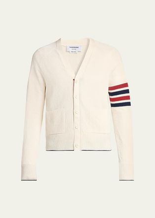 Thom Browne Mens Cotton and Linen 4-Bar Sleeve Cardigan