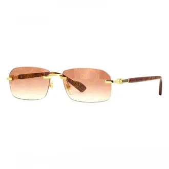 Gucci GG1221S004 Rectangle Rimless Sunglasses - Gold