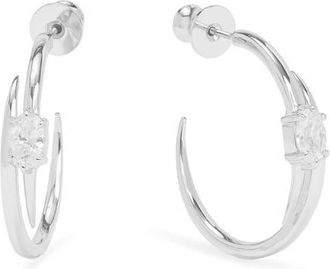 Melinda Maria Shes On Point Lasso Hoop Earrings in Silver-White at Nordstrom