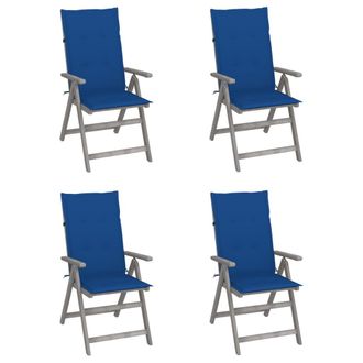 vidaXL Sillas Reclinables Jard&iacute;n Y Cojines 4 Uds Madera Maciza Acacia Vidaxl