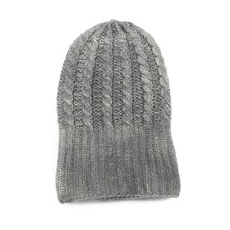 Avant Toi Handgeschilderde Kasjmier Gevlochten Muts met Hoge Rand - Dames - Hoeden - Groen - ONE Size - Kasjmier - Accessoires
