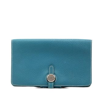 Herm&egrave;s Blue Togo Leather Wallet (Bi-Fold) (Pre-Owned)