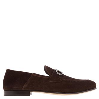 Ferragamo Gancini Ornament Suede Mocassins, Size 9 E