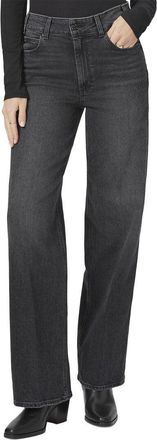 Paige Sasha Black Manta Distressed High Rise Column Straight Leg Jean