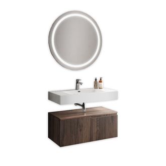 Aquadesign Mueble de ba&ntilde;o 3 piezas en mdf roble oscuro