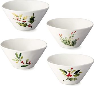 Certified International Holly & Vines Set Of 4 Ice Cream Bowls