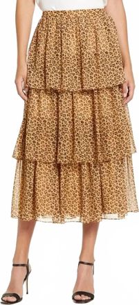 Rachel Parcell Print Tiered Ruffle Skirt In Brown