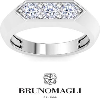 Bruno Magli Mens 1-2 Carat Round Shape Lab Grown Diamond Three Stone Ring In Sterling Silver