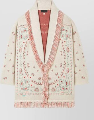 Alanui bandana jacquard cardigan belt shawl fringe