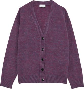 Amish Paarse Korte Alpaca Cardigan - Dames - Vesten - Veelkleurig - XS - Wol - Truien & Vesten