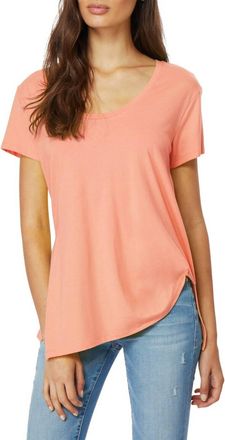 Habitual Tencel Cotton Asymmetrical Hem Tuck Shirt In Orange