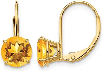 Diamond2Deal 14k Yellow Gold 7mm Citrine Drop Dangle Earrings