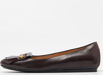 Tod's Tods Burgundy Leather Fringe Detail Ballet Flats