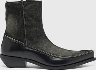 Diesel D-Frido-Western ankle boots in leather and denim - Boots - Man - Black