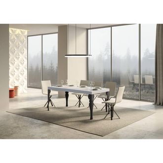 Itamoby Tavolo Paxon Allungabile Piano Bianco Frassino 90x160 Allungato 264 Telaio Antracite