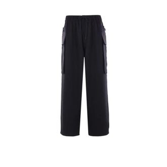 Yohji Yamamoto Straight Trousers, male, Black, Size: M Black Cargo Style Trousers