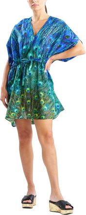Natori Peacock Cotton Voile Short Caftan