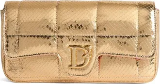 Dsquared2 logo-plaque metallic leather clutch - women - Cotton/Leather - OS - Gold