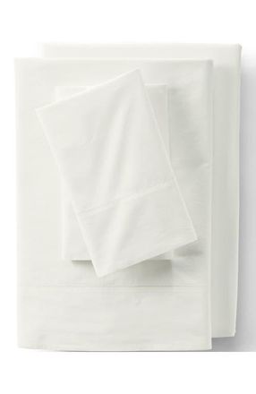 Lands End 300 Thread Count Cotton Percale Bed Sheet Set in Ivory at Nordstrom, Size California King