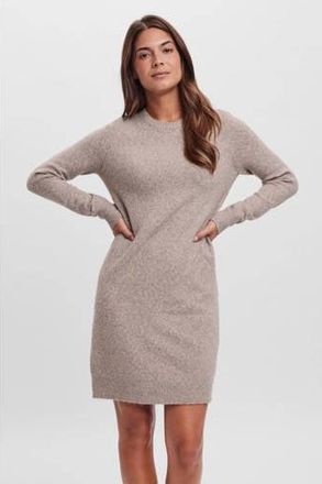 Vero Moda gebreide jurk VMDOFFY van polyester zand