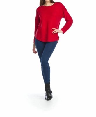 Papillon Wool Blend Shirt Hem Sweater In Red