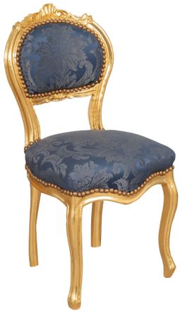 Biscottini International Biscottini - Silla De Madera Sill&oacute;n Tapizado Estilo Luis Xvi Franc&eacute;s 44x88x42 Cm Sill&oacute;n De Haya Maciza Sill&oacute;n De Sal&oacute;n Acabado Dorado