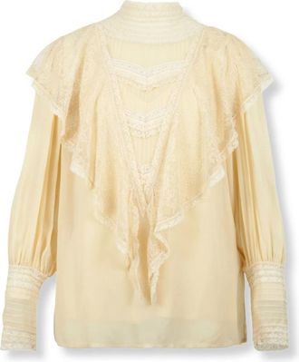 Zimmermann Momentum Waterfall Blouse - Dames - Blouses & Shirts - Beige - Maat: L Leer