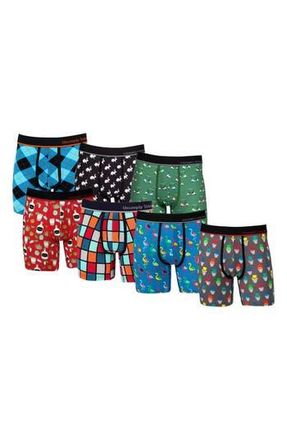 Unsimply Stitched 7-Pack Assorted Stretch Cotton Boxer Briefs in Blue/Green/Red Multi at Nordstrom Rack, Size Xx-Large