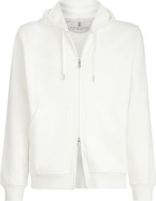 Brunello Cucinelli Hooded zip-up sweatshirt in Off-White at Nordstrom, Size Xxx-Large Eu