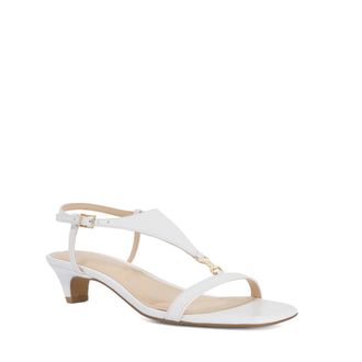 Dune London Womens Ladies Monacos - Leather Kitten Heel T-Bar Sandals - White - Size UK 5