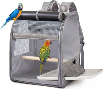 OEM Mochila Para Aves - 35x25x15 Cm - Ventilaci&oacute;n Malla Lateral - Ventana Transparente 15x10 Cm - Placa Base R&iacute;gida - Correa Ajustable 60-130 Cm - 1 Unida