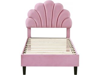 Habitat et Jardin Letto A Conchiglia In Velluto manon - 90 X 190 Cm - Rosa