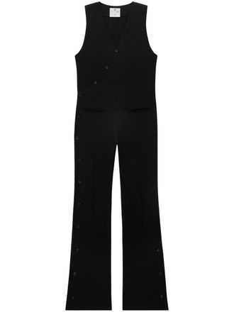 Courr&egrave;ges Jumpsuit met V-hals - Zwart