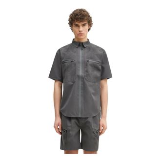 Alpha Industries Short Sleeve Laser Cut Shirt - Heren - Korte mouwen Overhemden - Grijs - 2XL - Polyester - Overhemden