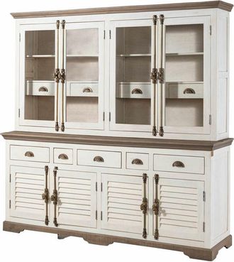 Massivmoebel24 Buffet in legno di Mango 204x50x210 laccato bianco toulouse 103