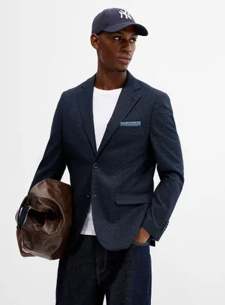 Soul of London Mens Midnight blue Prince of Wales blazer