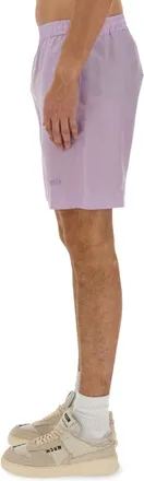 Msgm Logo-Embroidered Cupro Shorts - Purple