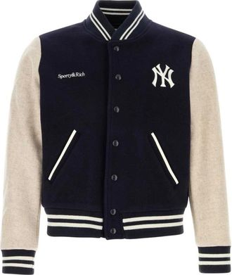 Sporty & Rich Wool Blend Bomber Jacket - Heren - Bomber jackets - Blauw - M - Wol - Jassen