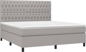 vidaXL Vidaxl - Cama Box Spring Con Colch&oacute;n Tela Gris Claro 180x200 Cm